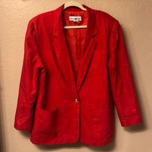 Red Linen Oversized Blazer